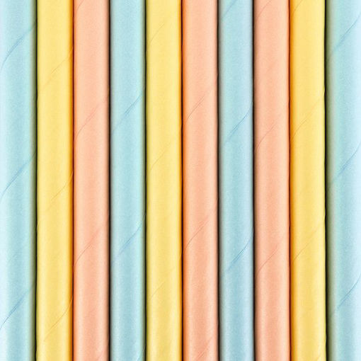 Picture of PAPER STRAWS PASTEL COLOURS 19.5CM